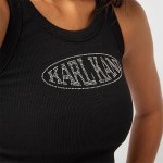 Karl Kani Woven Signature Rhinestone Rib Tank Μαύρο